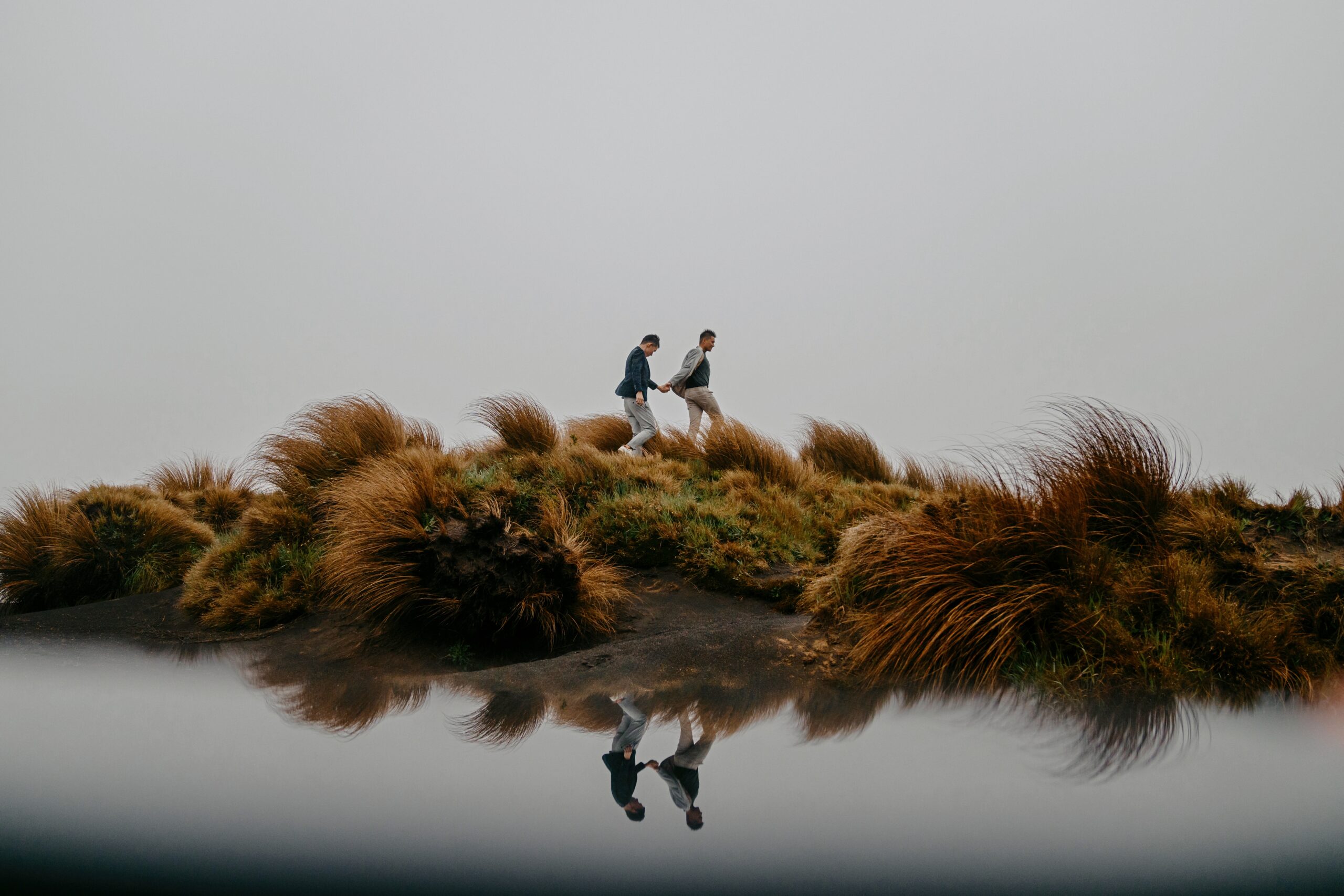 Rainy day prewedding photoshoot in Tongariro National Park, New Zealand